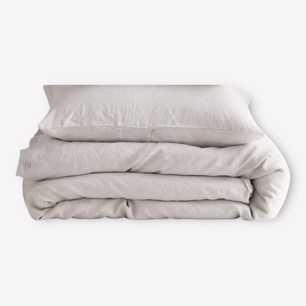 NWOT Quince European Linen Twin Duvet Set in Light Grey